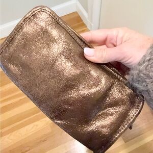 Caterina Lucchi Metallic Bronze Leather Zip Around Clutch | Made in Italy